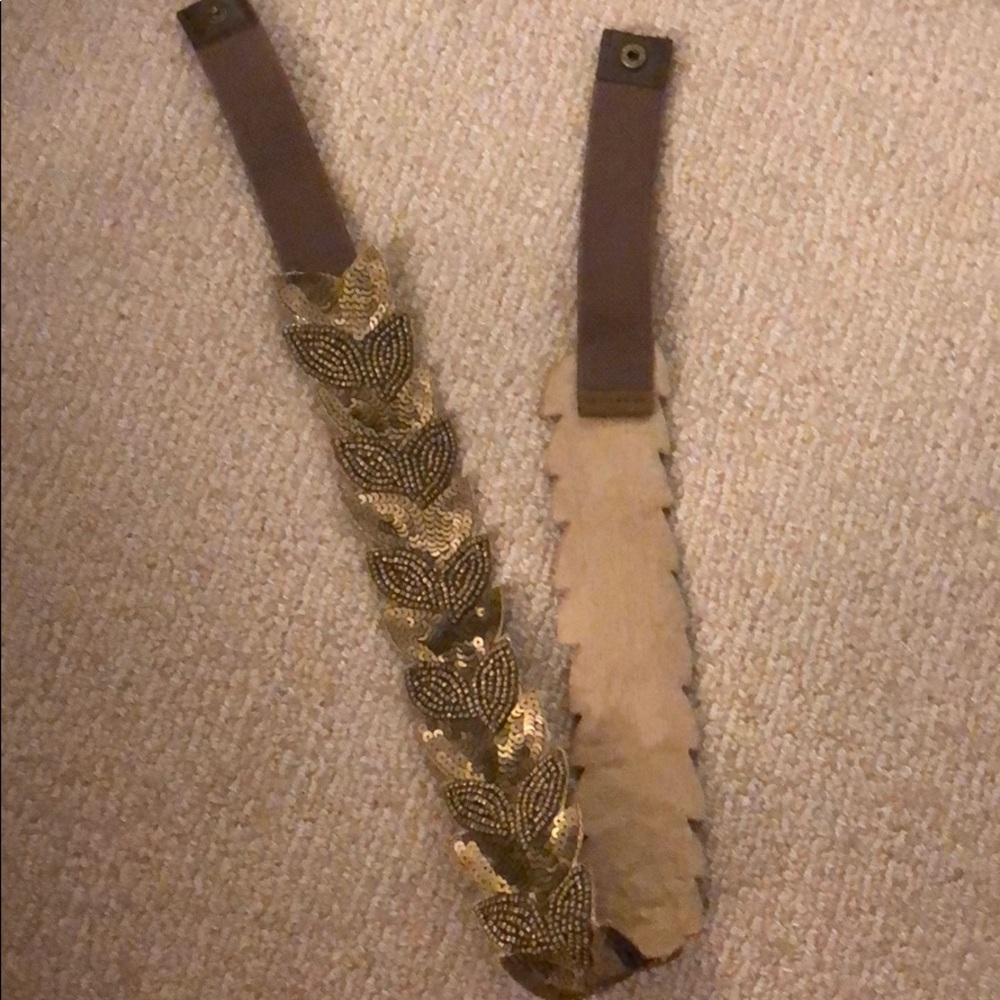 Anthropologie snap belt gold beaded